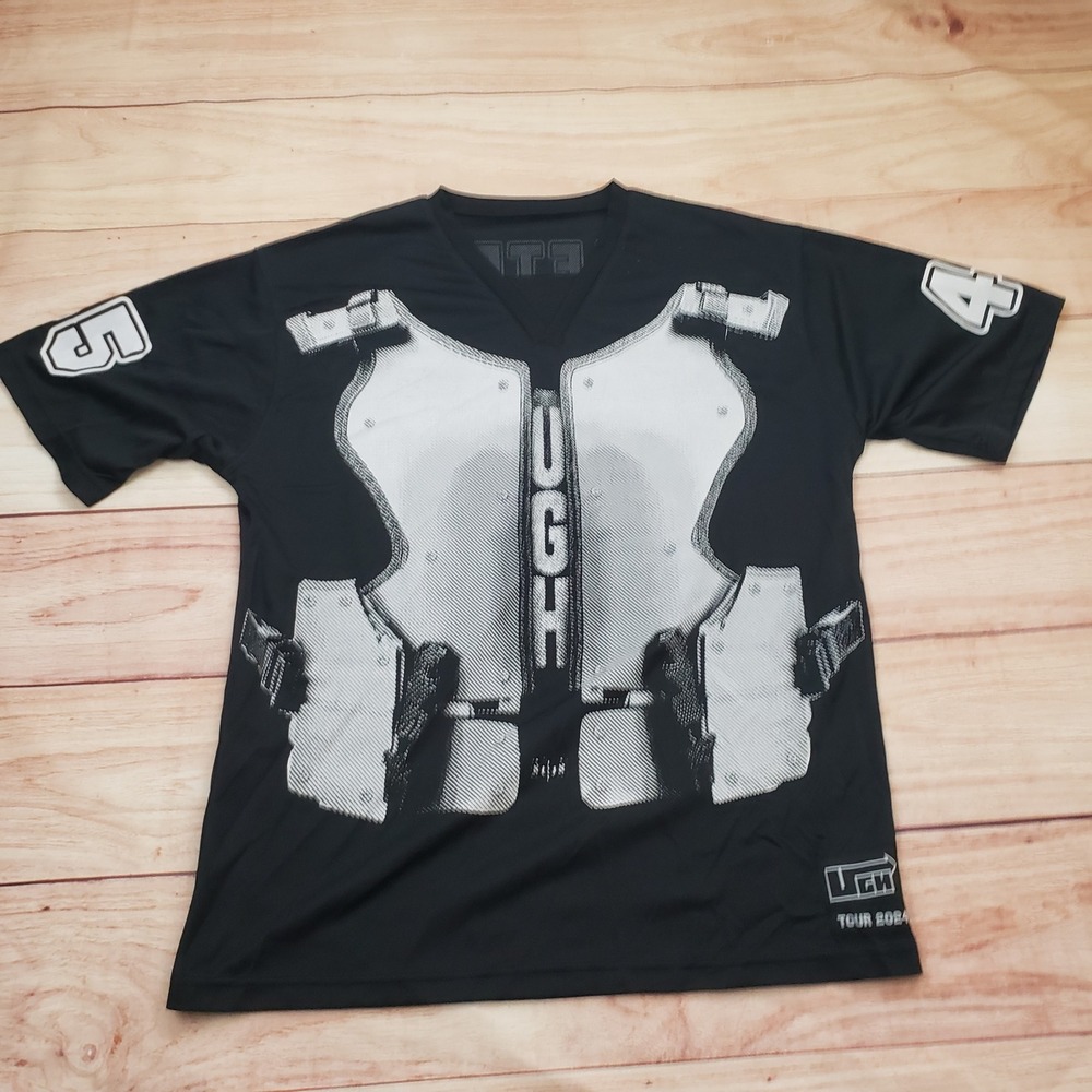 UGH‎ After UGH Tour Jersey Mens XL Black 2024 Get Busy or Die Concert Mesh Shirt